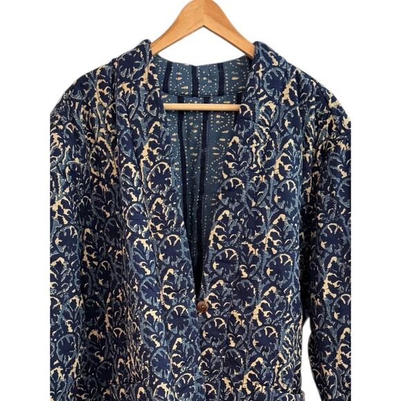 Pure J Jill Cotton 2X Reversible Quilted Jacket Blue Pockets Artsy Lagenlook - Picture 4 of 12